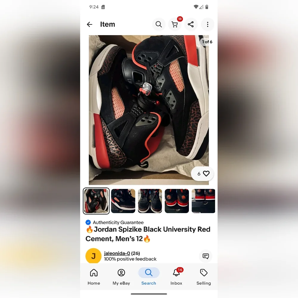 🔥Jordan Spizike Black University Red Cement, Mens 12🔥